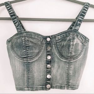 Blue Denim Crop Top